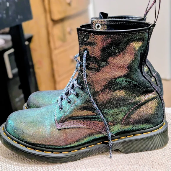 Dr Martens 1460 Disco Iridescent Suede Lace Up Boots Size 10 Doc Martens - Picture 6 of 12